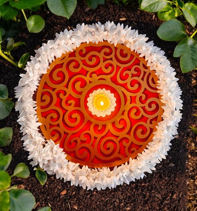 House Of Festivals MDF Rangoli - Red | 15 inch