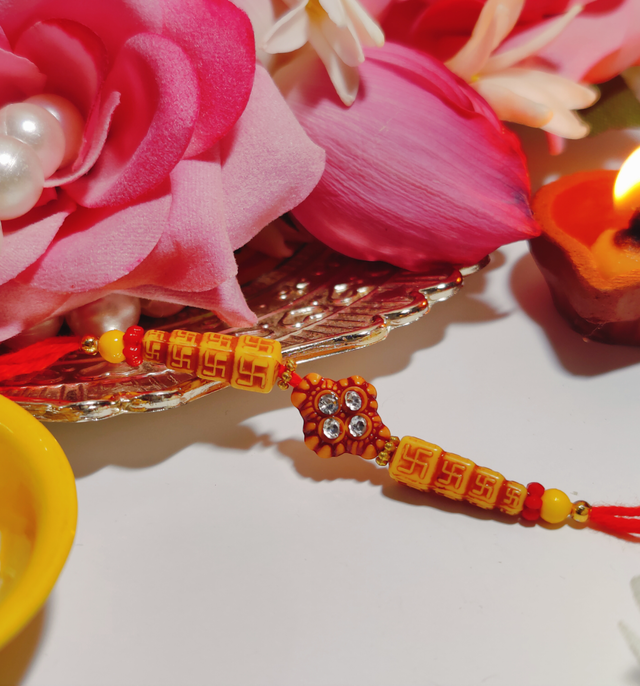 House Of Festivals Mauli Rakhi - with Swastik Beads | Spiritual Symbol
