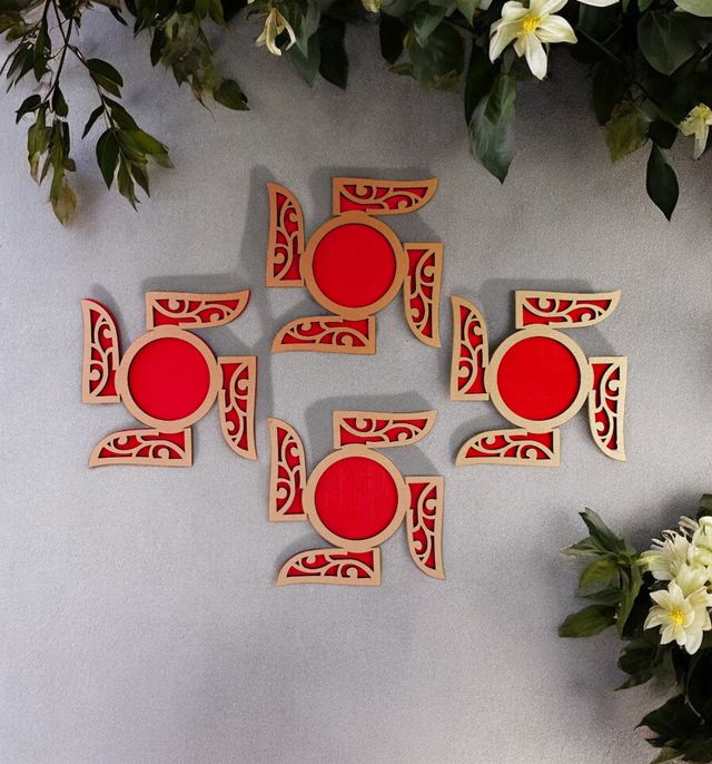 House Of Festivals MDF Rangoli - Red | 15 inch