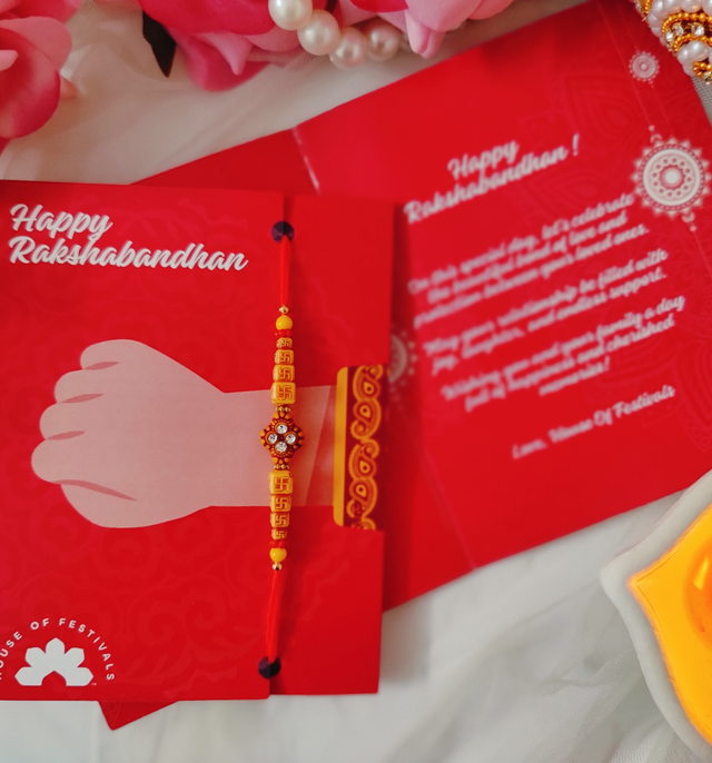 House Of Festivals Mauli Rakhi - with Swastik Beads | Spiritual Symbol