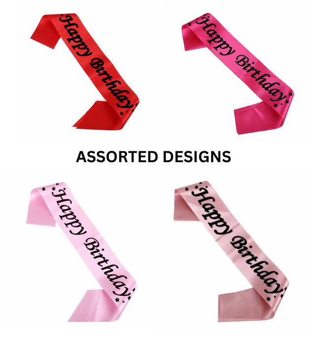 Let's Vybe Happy Birthday Sash (Colour May Vary)