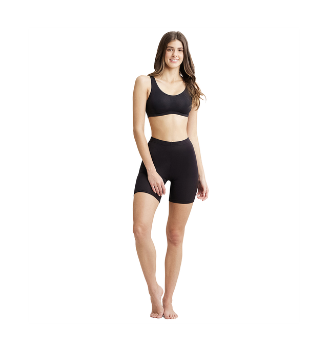 Jockey 1529 Women's Super Combed Cotton Mid Waist Shorties|Concealed Waistband | Black-L