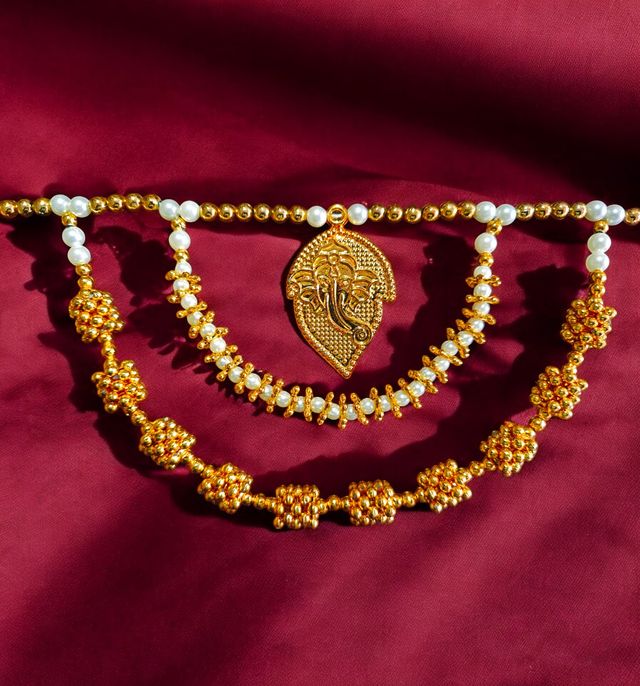 House Of Festivals Moti Toran - Swastik and Ganpati Design