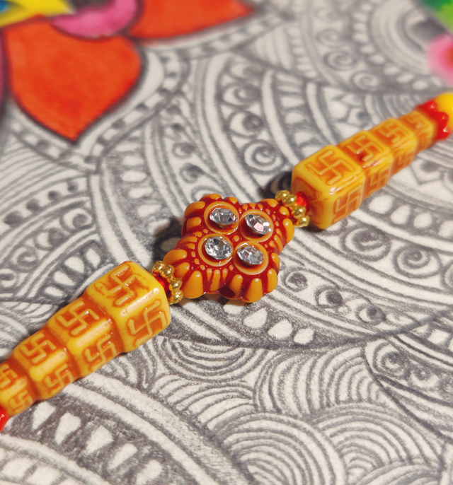 House Of Festivals Mauli Rakhi - with Swastik Beads | Spiritual Symbol