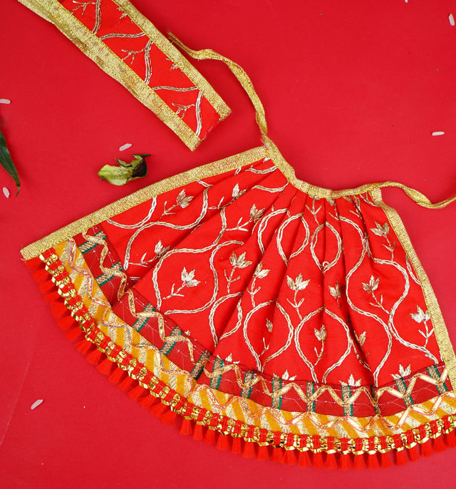 ServDharm Red Mata Lehenga Patka