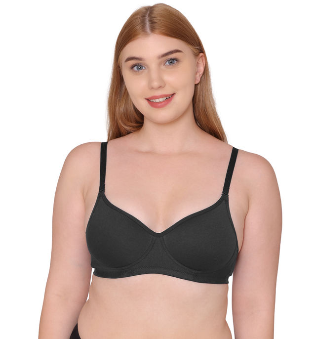Tweens Medium Padded Cotton Rich Full Coverage T-Shirt Bra | Black-34D