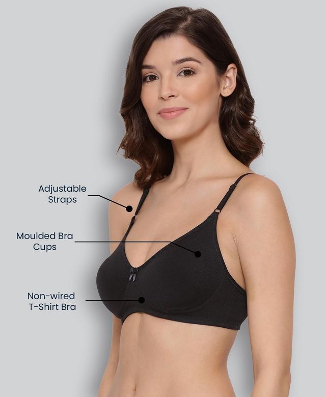 Lyra Women's Bra Non Padded Daily Wear Comfortable | Black - 34B