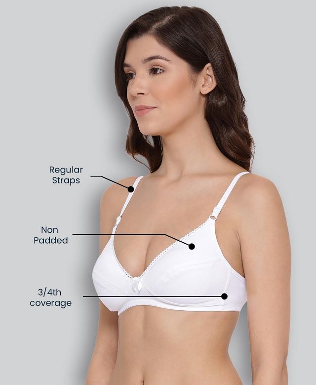 Lyra Non Padded Daily Wear Comfortable Bra For Women, White, 38B
