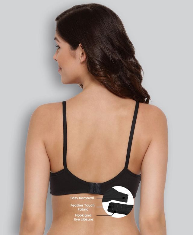 Lyra Women's Bra Non Padded Daily Wear Comfortable | Black - 34B