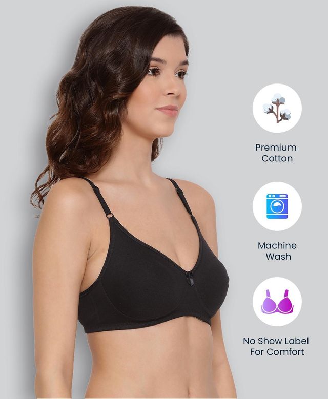 Lyra Women's Bra Non Padded Daily Wear Comfortable | Black - 34B