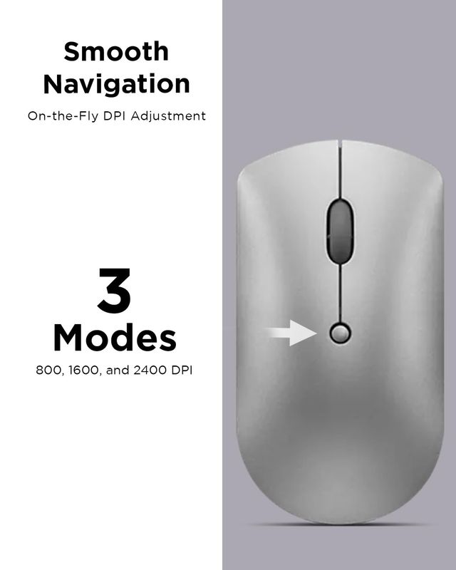 Lenovo 600 Bluetooth 5.0 Silent Mouse| Compact, Portable, Multi-Device Connectivity