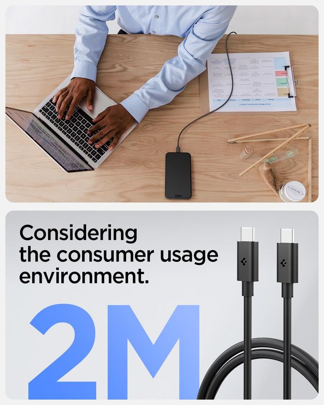 Spigen EssentialPB2305 Cable(2.0) ArcW Black USB-C(M/M) 2M (C to C)