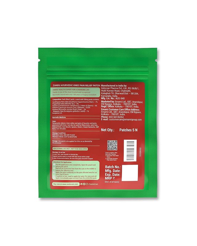 Zandu Ayurvedic Knee Pain Relief Patch (Pack of 5 patches)