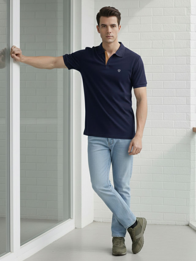 【LIDNM】Te/Ca Milled Light Polo Lux Cozi Men's Solid Cotton Polo T-shirt - Buy at ₹349 Online