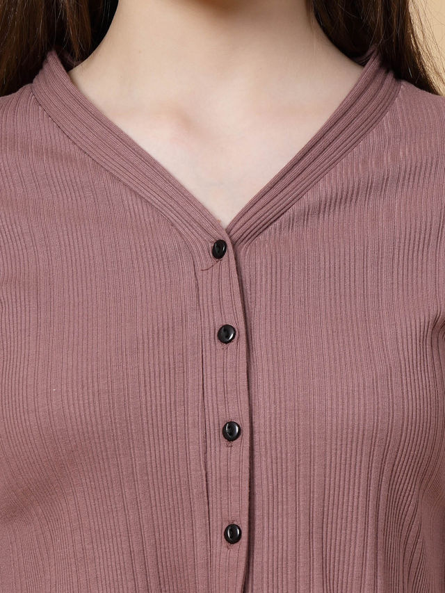 Rigo Women Rib Crop Top | Mauve - XL