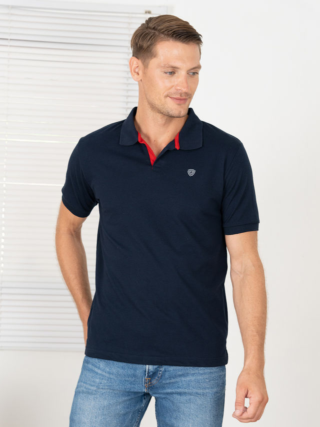 Lux Cozi Men's Cotton Polo T-Shirt | Navy - S