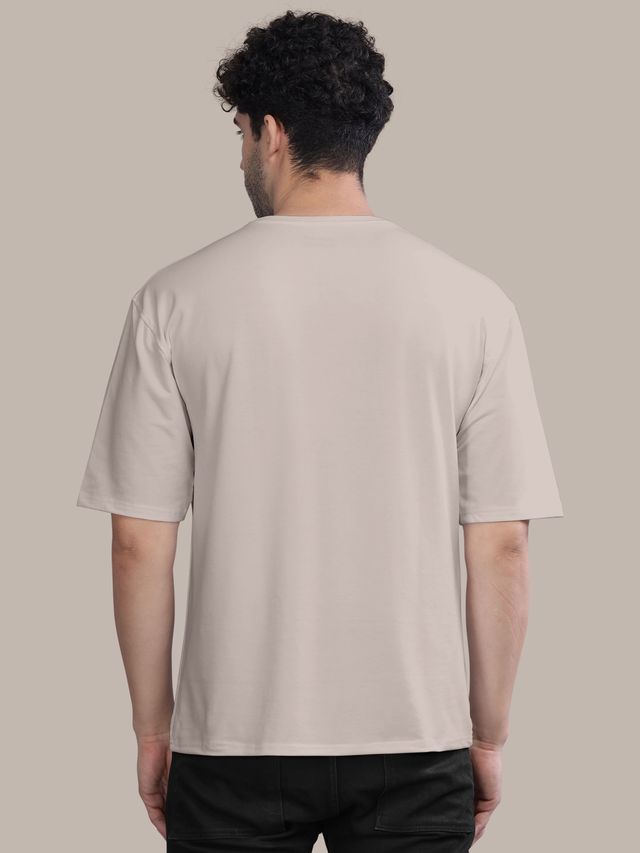Bullmer Men's Oversized T-shirt Front and Back Printed | Maroon, Beige | XL