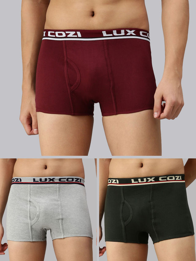 Lux Cozi Men's Solid Trunk | Assorted | 75 cm | Pack of 3
