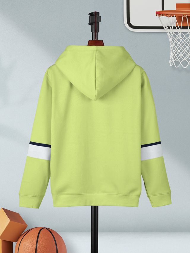 Hellcat Boy's Printed Cotton Blend Hoodie T-Shirt | Green | 15-16 Years