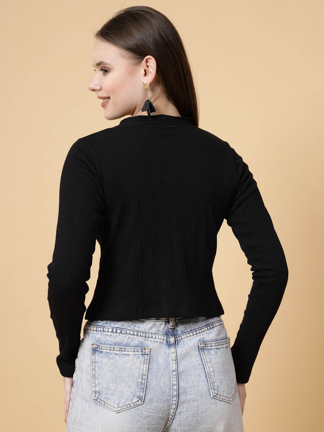 Rigo Women Rib Crop Top | Black - M