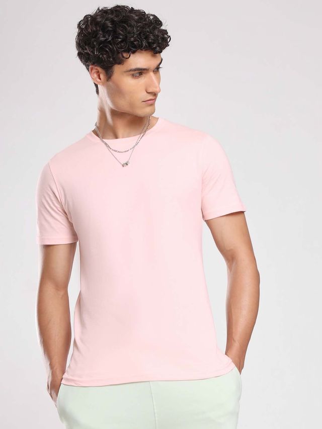 Nobero Men's Plain Classic Fit T-shirt | Blush - M
