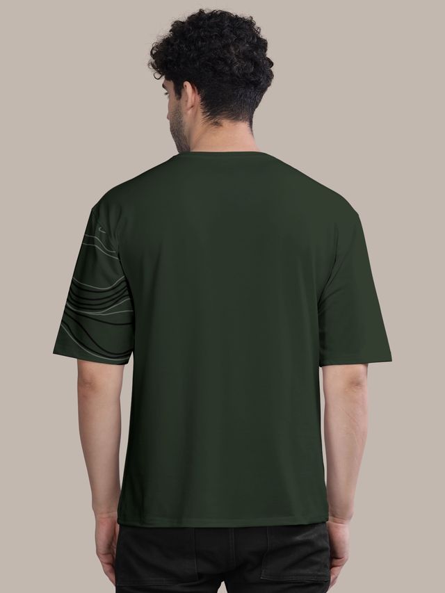 Bullmer Men's Oversized T-shirt Front and Back Printed | Beige, Olive | M