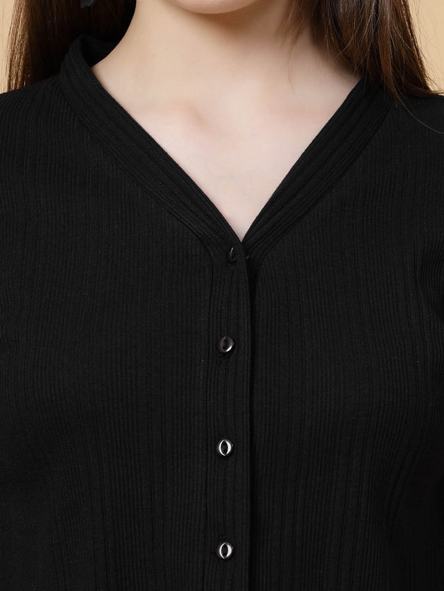 Rigo Women Rib Crop Top | Black - M