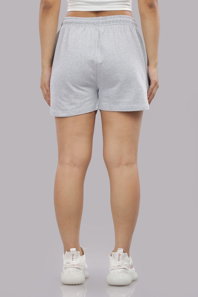 Springman Solid Grey Shorts With Elastic & Drawstring For Women | XL