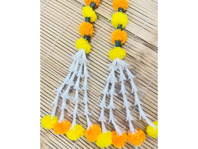 Gullak 3 ft Toran Garland Jhandu Jhumar Orange Yellow Multi