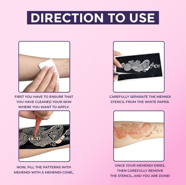Sanfe Mehndi Stencil Assorted Set, Henna Tattoo Stencil/Sticker Style 7