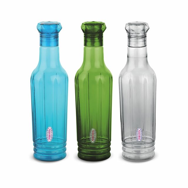 Asian Family Pet Fridge water Bottle With Star Lid 1000 ml Assorted Colors 1 pc Combo