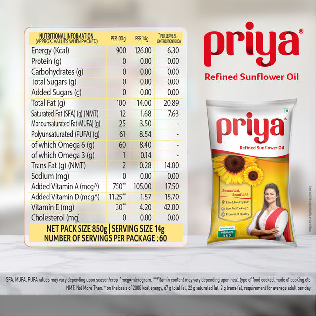 Priya Sunflower Oil | Pouch