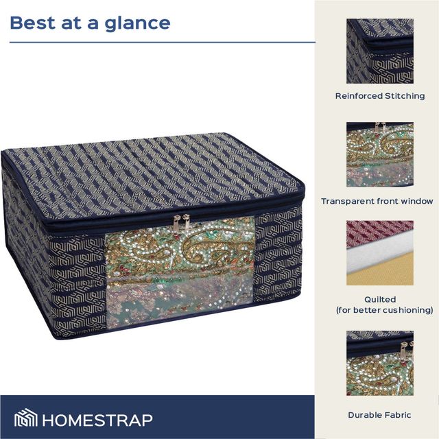 Homestrap Cotton Quilted Saree Cover | Navy Blue