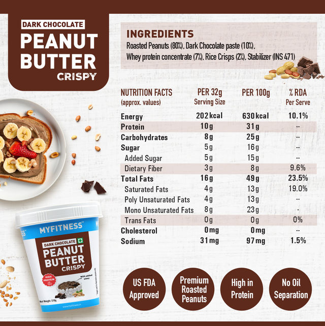 MyFitness Olympia Edition Dark Chocolate Crunchy Peanut Butter | Tub | 510 g