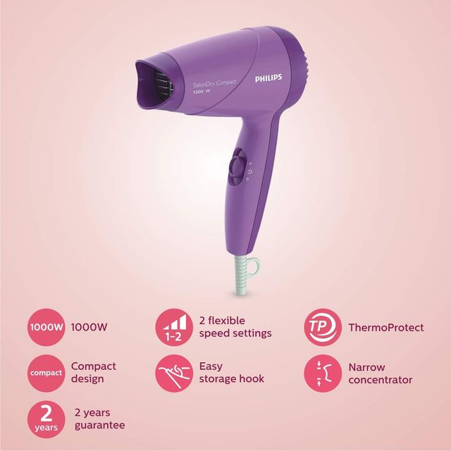 Philips HP8100/46 1000 W Corded Hair Dryer - Advanced Concentrator Technology | Quick-Heat Head