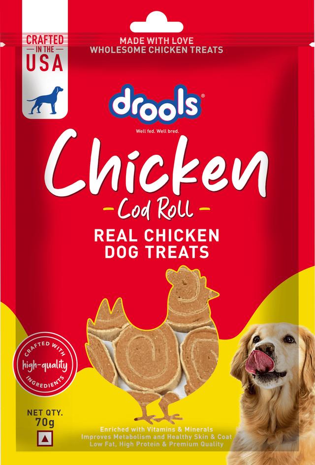 Drools Chicken Cod Roll Dog Treats | Best For Training & Bonding | For Puppy & Adult