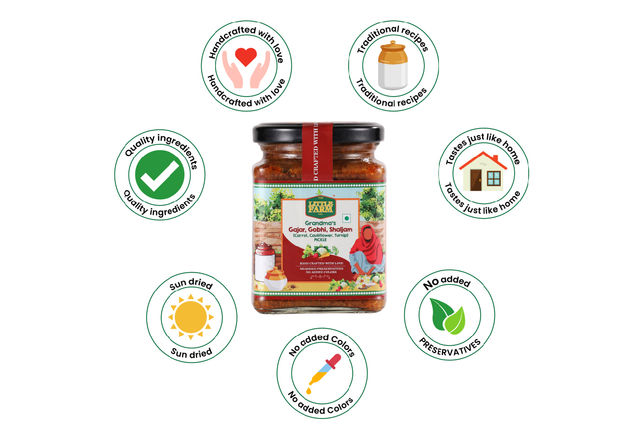 The Little Farm Co. Mixed Gobhi Gajar Shalgum Pickle | Achaar | Made with jaggery
