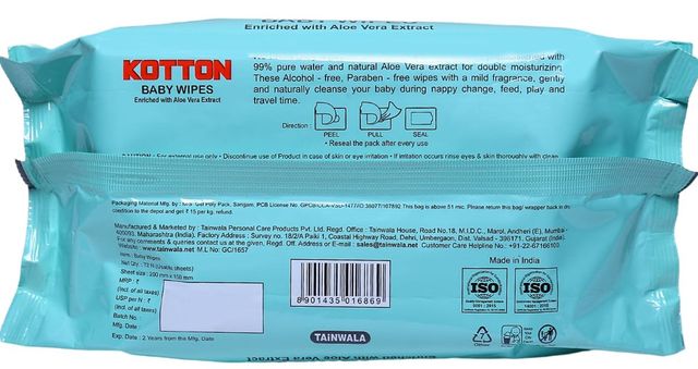 Kotton Baby Wipes with Aloe Vera (99% Pure Water)