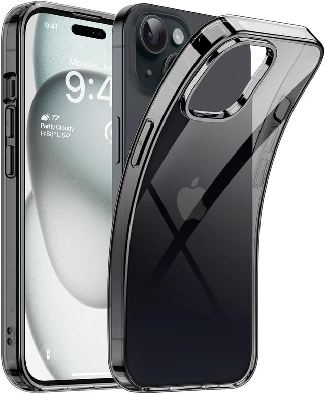 ExpressB For iPhone 13 | iPhone 14 Case Cover Clear Transparent | Thin Soft Back - Clear Black