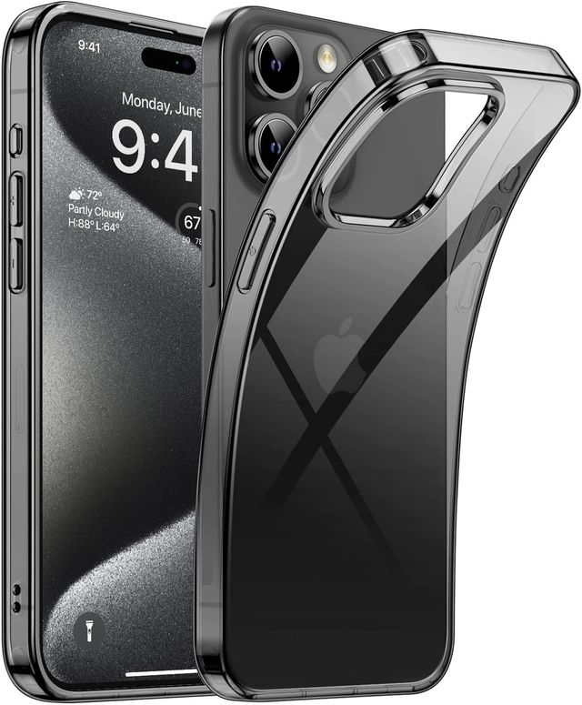 ExpressB For Iphone 15 Pro Max Case Cover Clear Transparent | Thin Soft Back - Clear Black