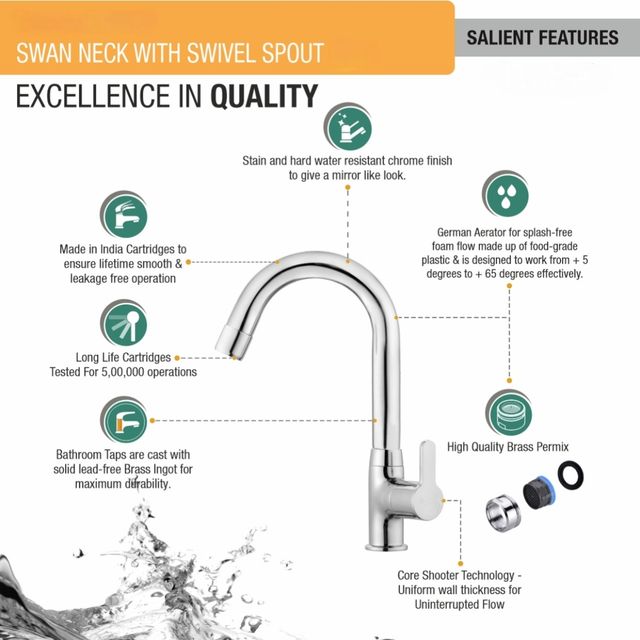 Clayplus Ideal Swan Neck Cock | Faucet | Tap With Flange