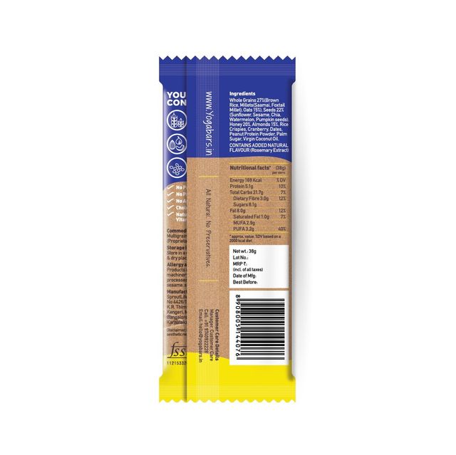 Yogabar Multigrain Energy Bars , Nuts and Seeds 35g - with Nuts,Oats,Millets, Gluten Free,Granola Bar 35 g Combo