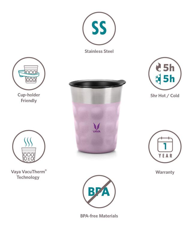Buy VAYA POPCUP Insulated Coffee Mug with Lid 250ml, Stainless Steel ...