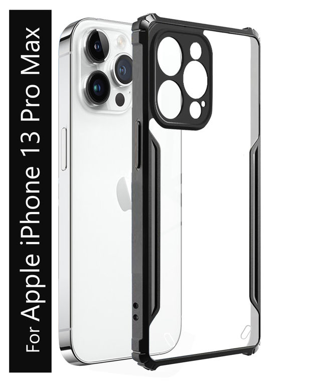 Kwine Case Apple Iphone 13 Pro Max Back Cover - Black Bordered Transparent Case