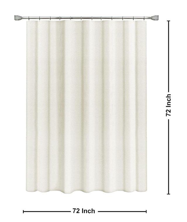 Lushomes Shower Curtain - Cream | Waffle Weave | 12 C-Ring Hooks | Non-PVC | 72 x 78 inch