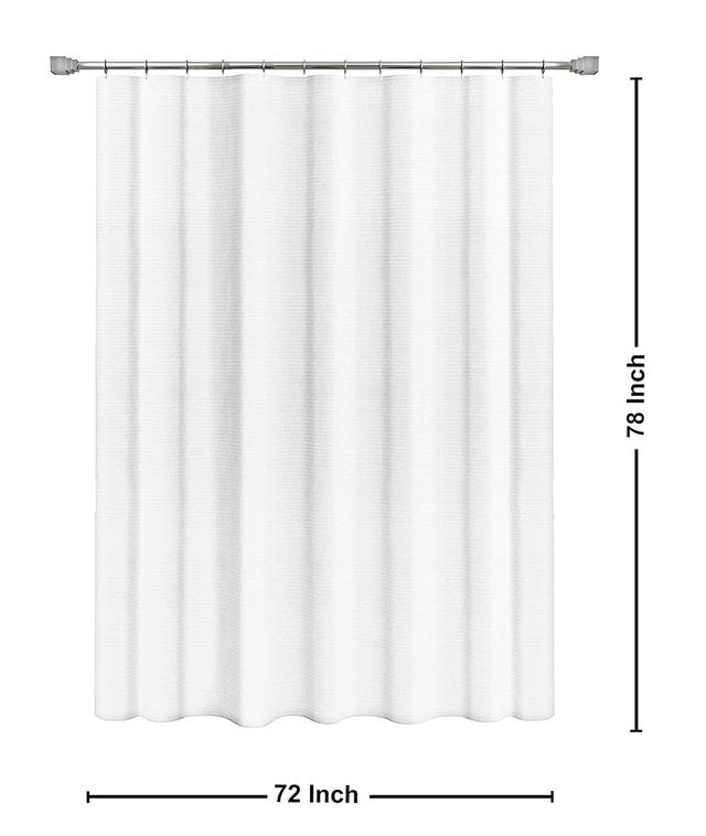 Lushomes Shower Curtain - White | Waffle Weave | 12 Rust Eyelets | 12 Plastic Rings | 72 x 78 inch