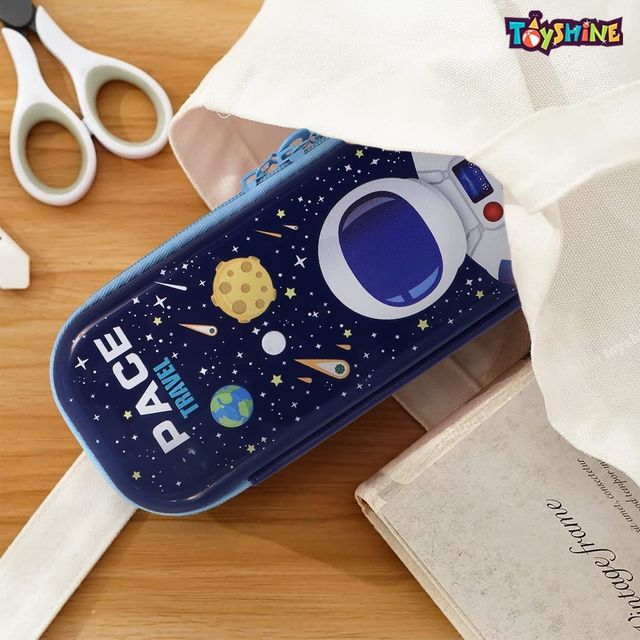 Toyshine Funky Astro Hardtop Pencil Case with Multiple Compartments - Blue