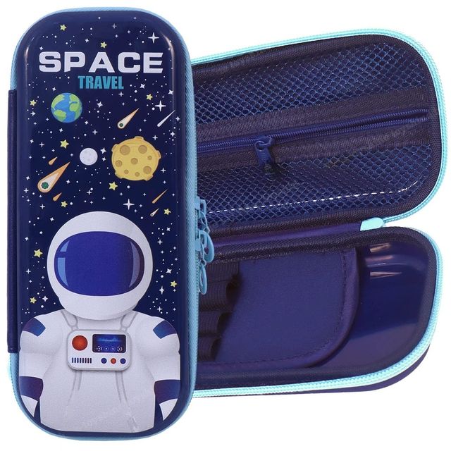 Toyshine Funky Astro Hardtop Pencil Case with Multiple Compartments - Blue