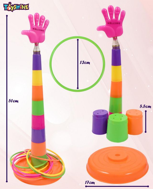 Toyshine 2-in-1 Ring Toss Game | Shape Sorter & Aim & Strike Fun - Multicolour