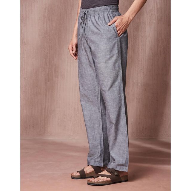 Fabindia Grey Cotton Full Length Drawstring Pants - 32